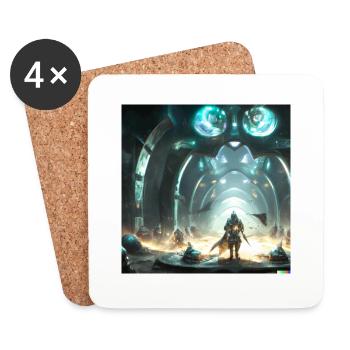 Science-fiction : combat : art numérique - Dessous de verre (lot de 4) - blanc - Devant