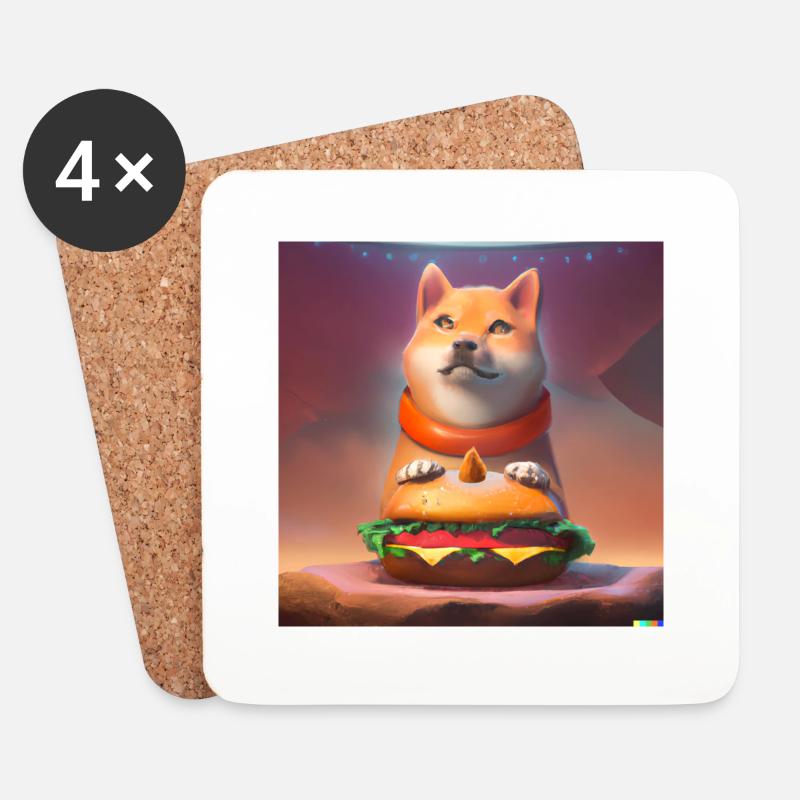 Ein wahrsagender Shiba Inu Hamburger digital art - Untersetzer (4er-Set) - Weiß