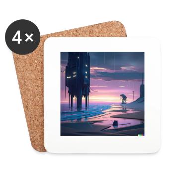 Future beach digital art - Coasters (set of 4) - white - Front