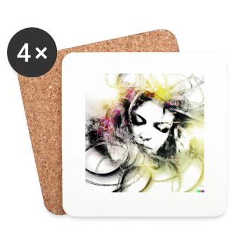 Art numérique mystique fantôme blanc - Dessous de verre (lot de 4) - blanc - Devant
