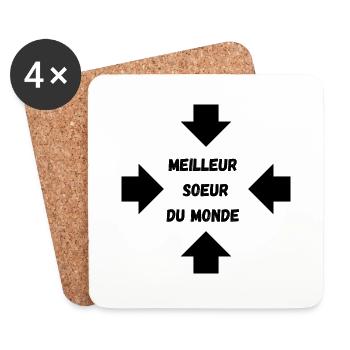 Famille - Dessous de verre (lot de 4) - blanc - Devant