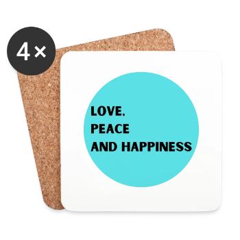 Love, Peace and Happiness - Untersetzer (4er-Set) - Weiß - Vorne