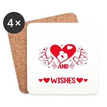 Love Kisses and Valentine Wishes - Coasters (set of 4) - white - Front
