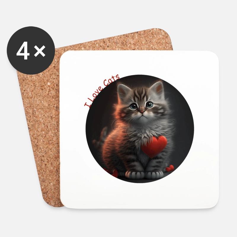 i love cats - Untersetzer (4er-Set) - Weiß