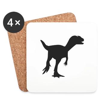 Silhouette of Velociraptor - Coasters (set of 4) - white - Front