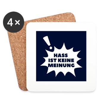 Hass ist keine Meinung Sprechblase BS - Untersetzer (4er-Set) - Weiß - Vorne