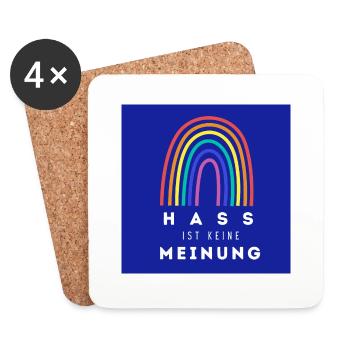 Regenbogen Hass ist keine Meinung - Untersetzer (4er-Set) - Weiß - Vorne