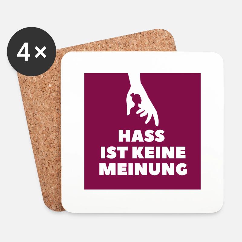 Hass ist keine Meinung Silhouette BDR - Untersetzer (4er-Set) - Weiß