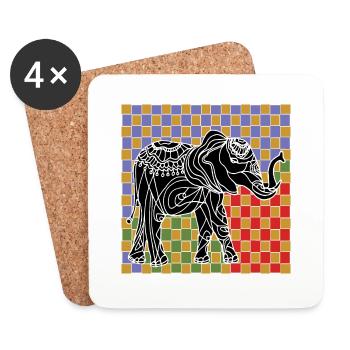 Éléphant - Dessous de verre (lot de 4) - blanc - Devant