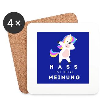 Einhorn Hass ist keine Meinung - Untersetzer (4er-Set) - Weiß - Vorne