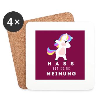 Einhorn Hass ist keine Meinung BDR - Untersetzer (4er-Set) - Weiß - Vorne