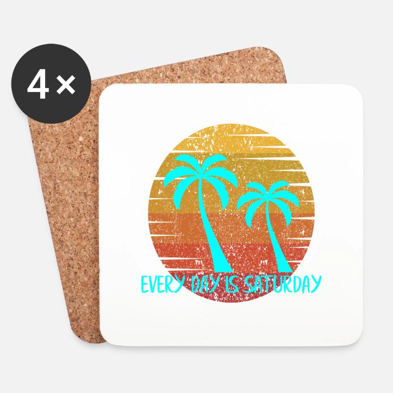 Every Day is Saturday - Untersetzer (4er-Set) - Weiß
