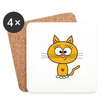 Katzi - Dessous de verre (lot de 4) - blanc - Devant