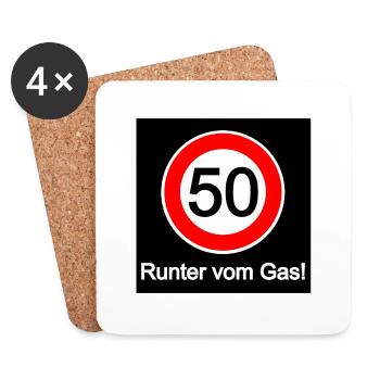 50 - Runter vom Gas! - Untersetzer (4er-Set) - Weiß - Vorne