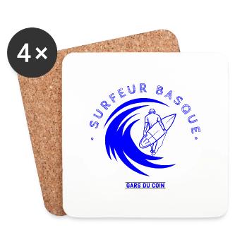 Surfeur Basque - Dessous de verre (lot de 4) - blanc - Devant