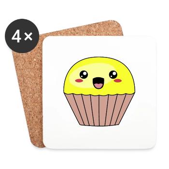 Muffins jaune doux - Dessous de verre (lot de 4) - blanc - Devant