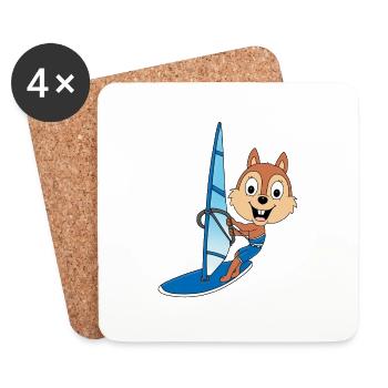 EICHHÖRNCHEN - WINDSURFER - SURFER - WASSERSPORT - Untersetzer (4er-Set) - Weiß - Vorne