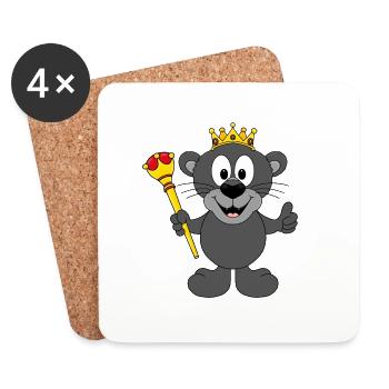 PANTHER - KÖNIG - TIER - TIERISCH - KIND - BABY - Untersetzer (4er-Set) - Weiß - Vorne