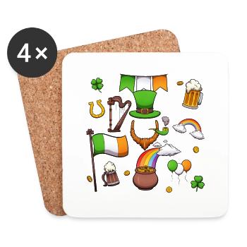 St. Patrick's Day Elemente - Untersetzer (4er-Set) - Weiß - Vorne