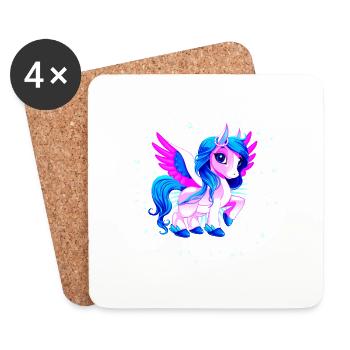 Unicorn Pink Pegasus - Coasters (set of 4) - white - Front