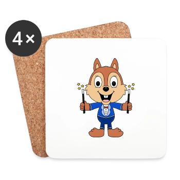 EICHHÖRNCHEN - ZAUBERER - ZAUBERN - MAGIE - TIER - Untersetzer (4er-Set) - Weiß - Vorne