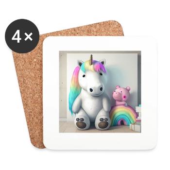 La licorne aime Teddy - Dessous de verre (lot de 4) - blanc - Devant