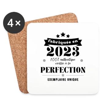 fabriquée en 2023 - Dessous de verre (lot de 4) - blanc - Devant