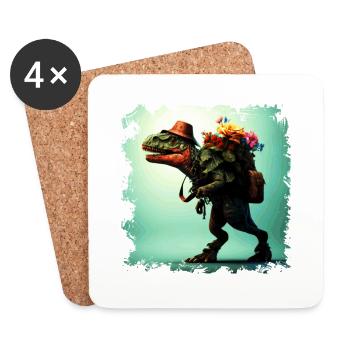 Bergsteiger und Wanderer Tyrannosaurus Rex lustig - Untersetzer (4er-Set) - Weiß - Vorne