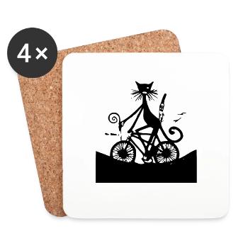 The Unreal Black Cat - Coasters (set of 4) - white - Front