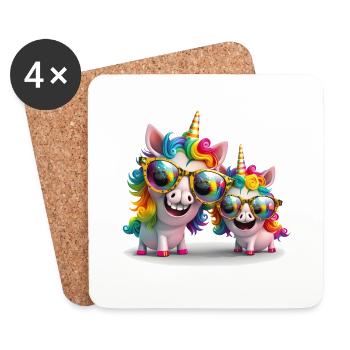 Unicorn Two Party Unicorn Festival Unicorn Motif - Dessous de verre (lot de 4) - blanc - Devant