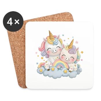 Unicorn Two Unicorns Unicorn Shirt Rainbow - Coasters (set of 4) - white - Front