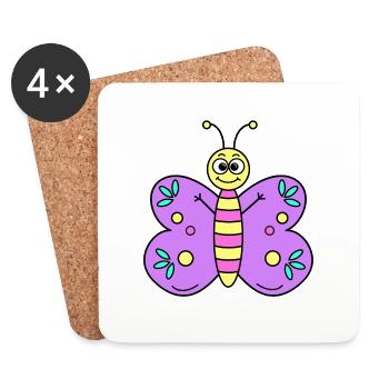 Butterfly Purple - Coasters (set of 4) - white - Front