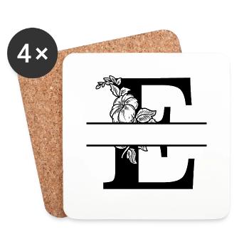 Personalized floral letter - Coasters (set of 4) - white - Front