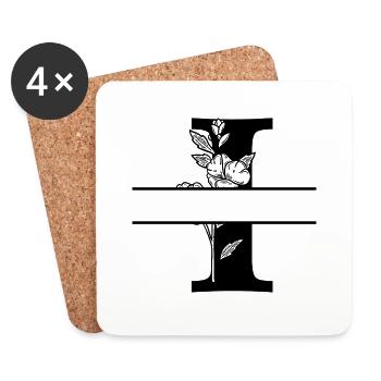 Personalisierter Blumenbuchstabe i - Untersetzer (4er-Set) - Weiß - Vorne