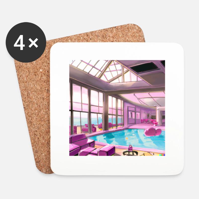 Lounge mit Pool - Untersetzer (4er-Set) - Weiß