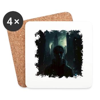 Guardians and saviors in the dystopian city - Coasters (set of 4) - white - Front