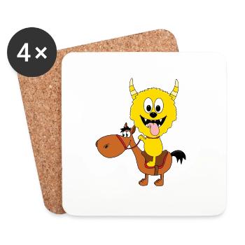 MONSTER - REITEN - TIERE - TIERISCH - KIND - BABY - Untersetzer (4er-Set) - Weiß - Vorne