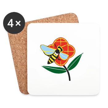 Abeille sur fleur - Dessous de verre (lot de 4) - blanc - Devant