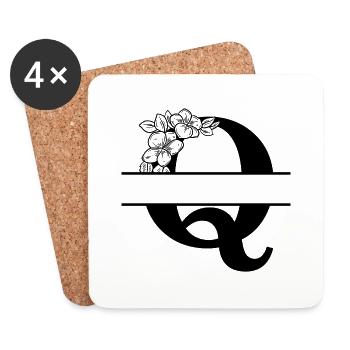 Personalized floral Q letter - Coasters (set of 4) - white - Front