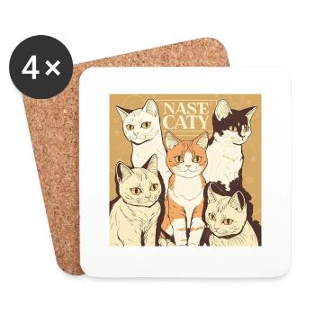 NASE CATY : DIE FÜNF MITSCHULDIGEN KATZEN - Untersetzer (4er-Set) - Weiß - Vorne