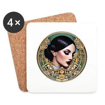 Insigne Femme ArtNouvaue 14 - Dessous de verre (lot de 4) - blanc - Devant