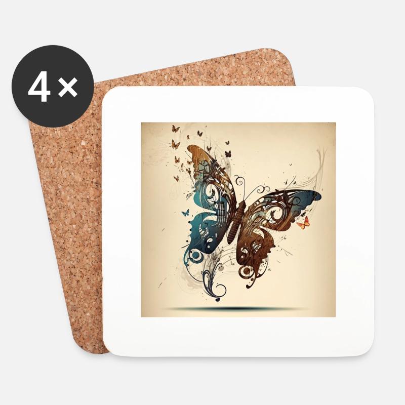 Schmetterling, Notizen - Untersetzer (4er-Set) - Weiß