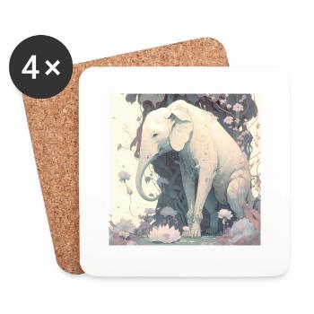 in harmony with nature elephant - Coasters (set of 4) - white - Front