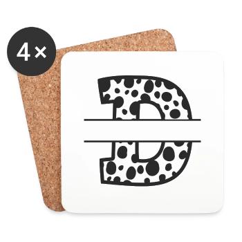lettre d motif vache personnalisé - Dessous de verre (lot de 4) - blanc - Devant