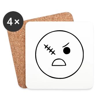 Emoji Sketch Scar Eye Black - Coasters (set of 4) - white - Front