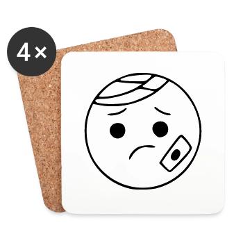 Emoji Skizze verletzt schwarz - Untersetzer (4er-Set) - Weiß - Vorne