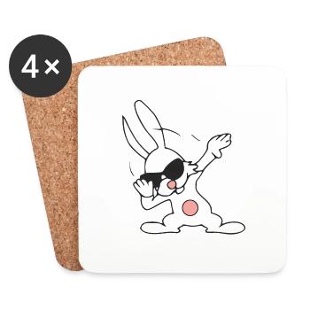 Cilo the rabbit who dab - Coasters (set of 4) - white - Front
