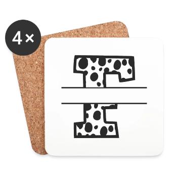 Buchstabe F benutzerdefiniertes Kuhmuster - Untersetzer (4er-Set) - Weiß - Vorne