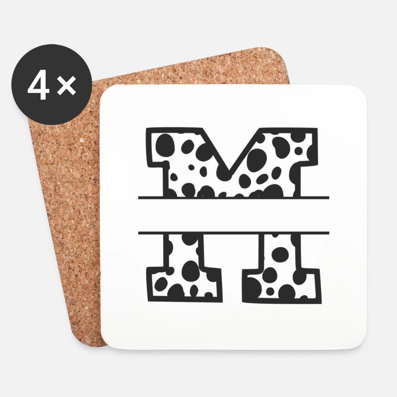 Buchstabe M Benutzerdefiniertes Kuhmuster - Untersetzer (4er-Set) - Weiß
