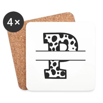 Buchstabe P benutzerdefiniertes Kuhmuster - Untersetzer (4er-Set) - Weiß - Vorne